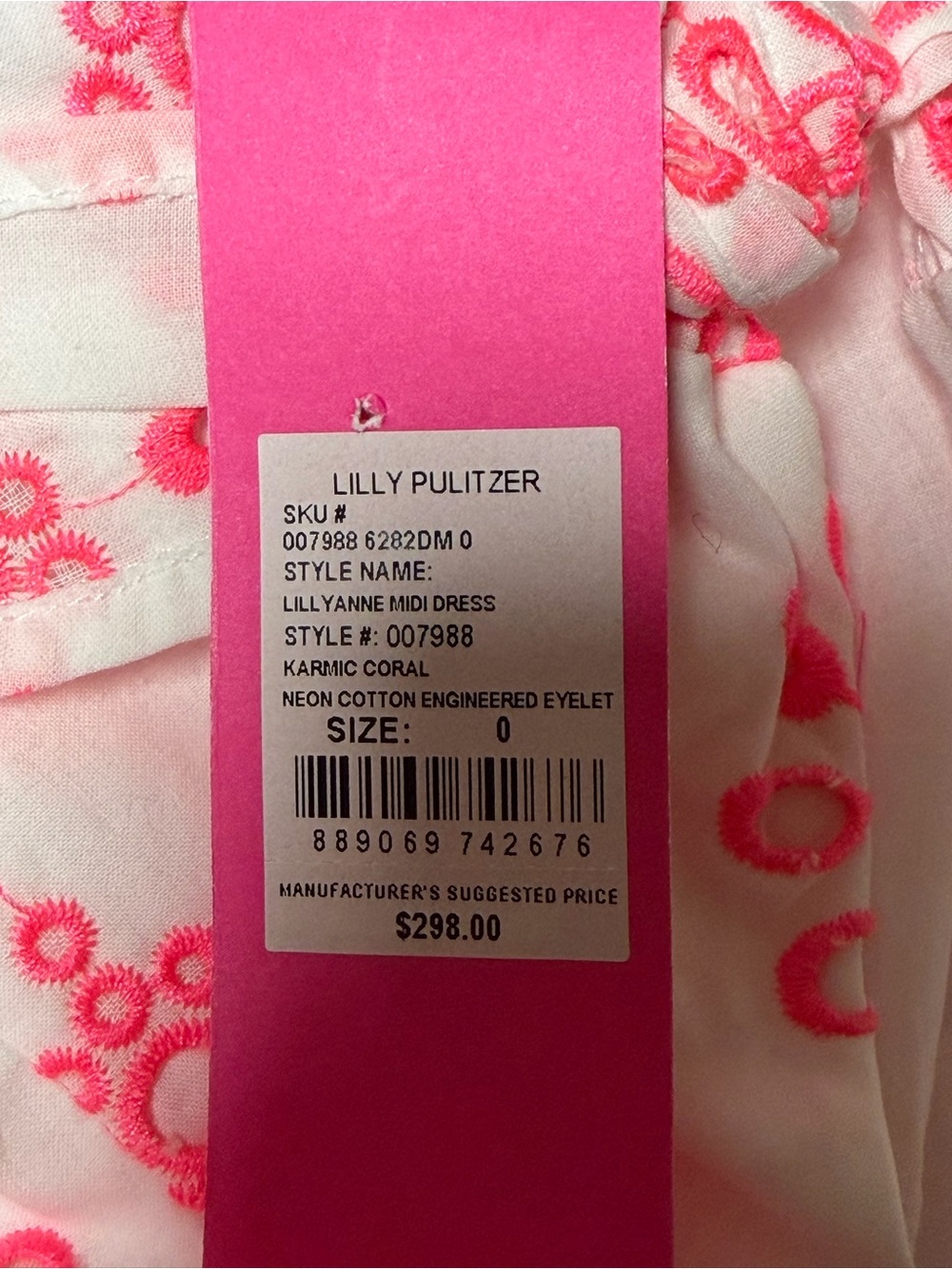 Lilly Pulitzer Lillyanne Midi Dress Size 0 NWT Pink Coral Eyelet Resort Chic - Picture 5 of 11